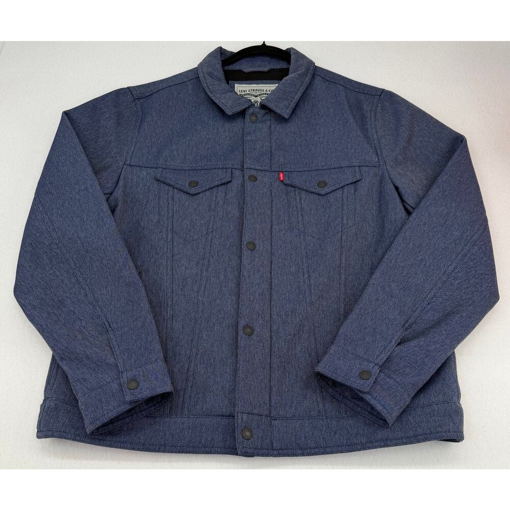 Levi's Blue Soft Shell Classic Trucker Jacket Water Resistant Fleece Lined L